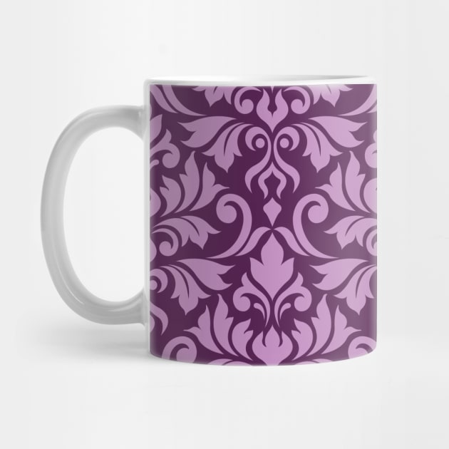 Flourish Damask Ptn Pink on Plum by NataliePaskell